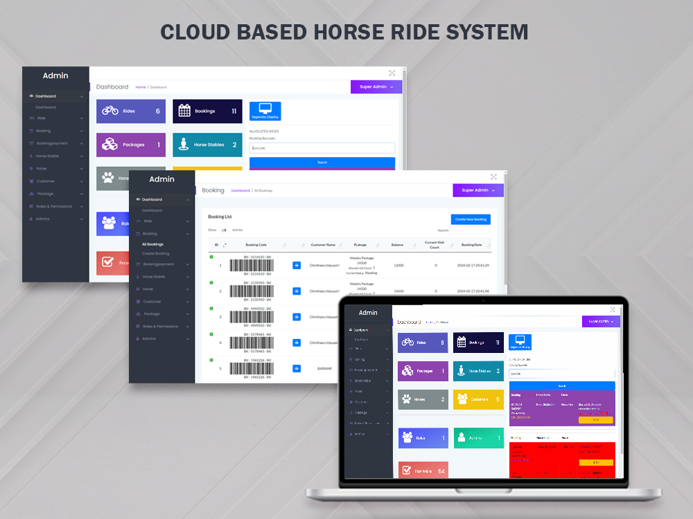 Cloudbased Horse Ride System interface